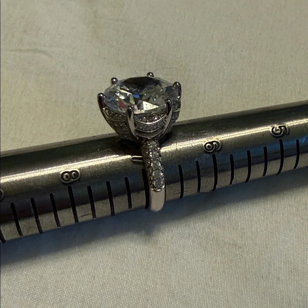 Sterling Silver Large Brilliant Cut CZ Cocktail Ring